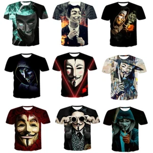 Cosplay V wie Vendetta Herren Shirts Erwachsene Kinder Sport Fitness Oberteil Punk T-Shirts - Bild 1 von 22