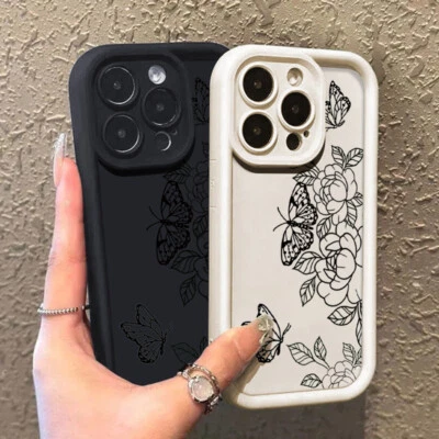 For iPhone 16 Pro Max 15 14 13 12 11 XS XR 8 7 Butterfly Shockproof Case Cover - Image 1 of 4