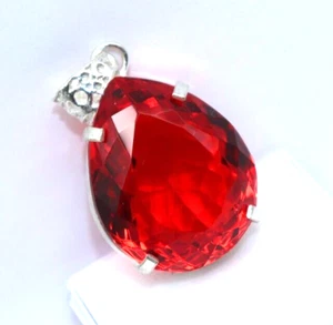 95 kt natürlicher roter Topas 925 massiv Sterlingsilber Anhänger A+ Edelstein + Geschenk - Bild 1 von 7