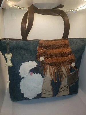 Vintage Chic 1980's Dog Themed Denim Purse With Adorable Detailing Hard To Find* - Image 1 of 4