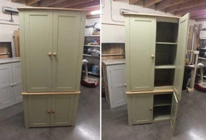  Large Painted Linen Cupboard - F&B Ball Green BESPOKE SIZES COLOURS AVAILABLE - Picture 1 of 8