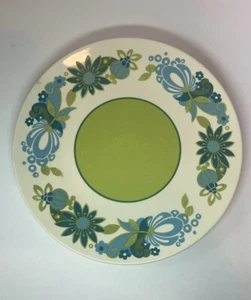 VINTAGE 1970's Lime Green & Teal Taylor Smith & Taylor "Mod Green" Round Plate - Picture 1 of 2
