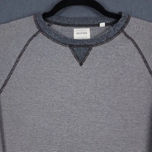 Billy Reid Sweatshirt Mens XL Gray Striped Crew Neck Pullover Raglan Sleeve - Picture 1 of 8