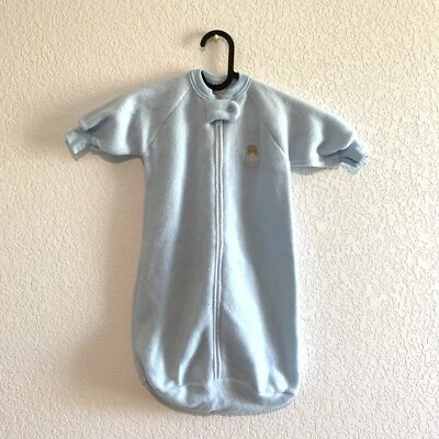 Vintage CARTERS Sleep Sack 3 Mon Baby Blue Fleece Bag Puppy Dog One Size 21 LBS - Image 1 of 4
