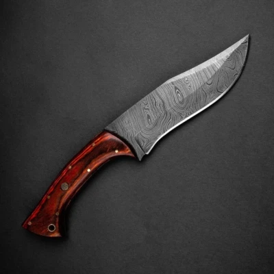 Custom Handmade Damascus Steel Knife With Leather sheath Best Hunting Knife - Image 1 of 4