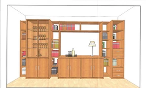 Paschen Bibliothek, 4 Meter, Holzfurnier in Kirschbaum Bernstein - Bild 1 von 7