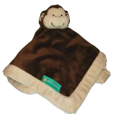 Tiddliwinks Dark Brown MONKEY Velour Security Blanket Tan Face Border Edge - Image 1 of 4
