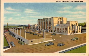 Postkarte Omaha Union Station Omaha Nebraska Leinen unbesendet - Bild 1 von 2