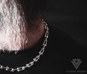 Collana Catena Da Uomo Argento Acciaio Inox Choker 8mm Spessa Catena a Maglia - Foto 1 di 8