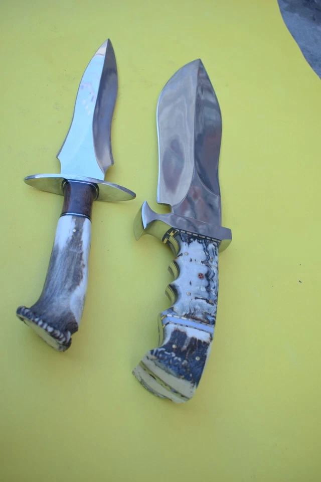 2 ШТ НАБОР ОЛЕНЬ РУЧКА ЗАКАЗ РУЧНОЙ РАБОТЫ D2-ИНСТРУМЕНТ СТАЛИ ОХОТНИЧИЙ НОЖ - Изображение 1 из 4