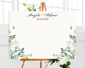 TABLEAU DE MARIAGE MATRIMONIO GREENERY PANNELLO RIGIDO 50X70 ACQUERELLO VARI MOD - Foto 1 di 5