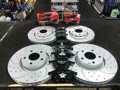 PARA AUDI A4 A5 A6 A7 Q5 S4 S5 S7 DISCOS Y PASTILLAS DE FRENO TRASEROS DELANTEROS RANURADOS PERFORADOS Foto 1 de 3