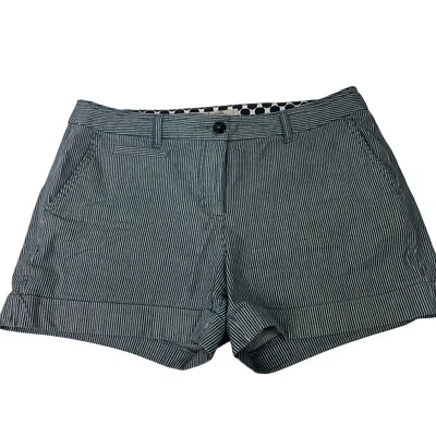 Boden Women’s Blue White Striped Chino Shorts US 8 Cuffed Twill - Image 1 of 4