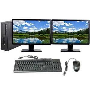 HP LCD Desktop i5 Computer PC 8GB RAM 1TB Dual 20" Monitor Windows 10 Home WiFi - Picture 1 of 6