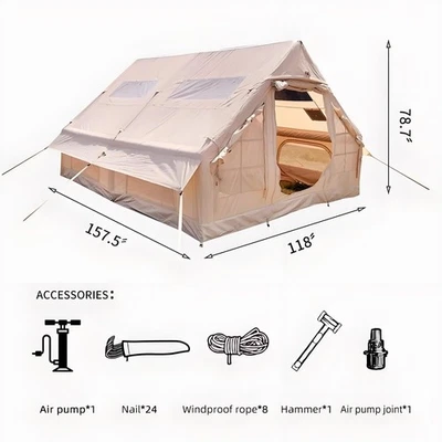 Tienda de campaña inflable TravelCat al aire libre familia 3-4 personas fácil configuración glamping Foto 1 de 4