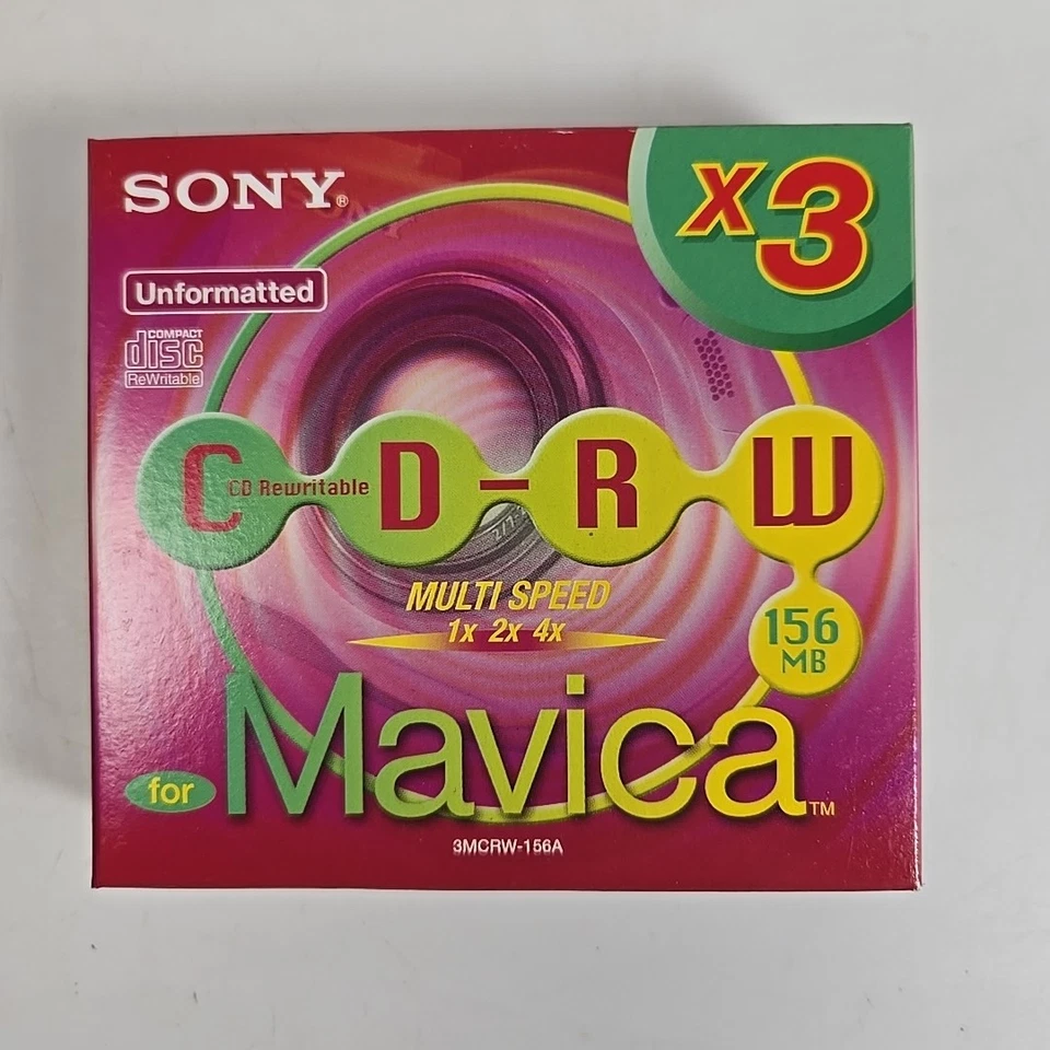 Paquete de 3 discos compactos reescribibles Sony CD-RW para cámara Mavica 3MCRW-156A Foto 1 de 1