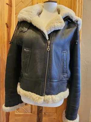 FANTÁSTICA Chaqueta Bomber Overland Clásica de Cuero y Piel de Oveja Talla M Foto 1 de 4