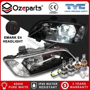 Pair Headlights Black + LED Globes For Holden Commodore VE S1 Omega SS SV6 06~10 - Picture 1 of 7