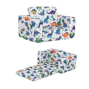 Toddler Chair Kids Couch, 2-in-1 Comfy Armchair with Removable White Dinosaur - Picture 1 of 7