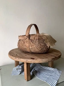 European Farmhouse Low Round Wooden Table Riser, French Bread Board with Legs - Picture 1 of 20