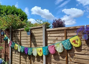 Beautiful bright Upcycled Sari Festival Bunting. mulicolour. Party decor. - Picture 1 of 9