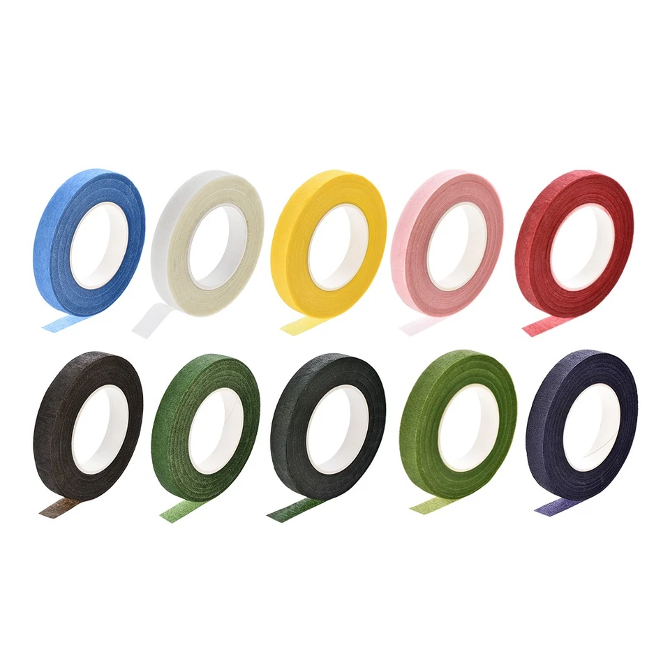 10 rollos 1/2"x30 yarda colorida cinta floral adhesivos arreglo floral Foto 1 de 3