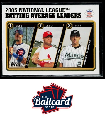 2005 Topps #UH142 2005 NL Average Leader Derrek Lee Albert Pujols Miguel Cabrera - Image 1 of 2