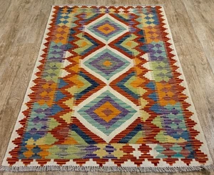 Artisan Handmade Afghan/Turkish Kilim Aztec Wool Runner Rug, Size 146x99 CM - Picture 1 of 6