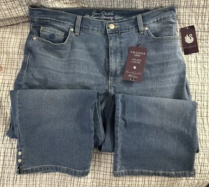 Gloria Vanderbilt Amanda Capri Jeans Women's 14 Blue Denim Stretch Straight Leg - Picture 1 of 6