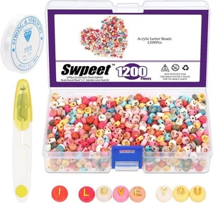 1202Pcs Colorful Letter Beads Acrylic Bead Alphabet "A-Z" Round Beads, 4x7mm - Picture 1 of 7
