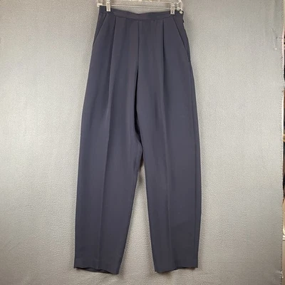 Pantalones De Colección Susan Bristol Talla 6 Azul Marino Pierna Ancha Pliegues Tiro Alto Cremallera Lateral Usados en Excelente Condición Foto 1 de 4