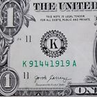 2017 A $1 Trinary 1s 4s 9s Fancy Serial Number K-A Block Dallas Triples