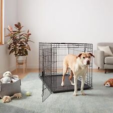 New Dog Crate Cage Extra Folding Large Double Door Pet Crate w/Divider&Tray,48"