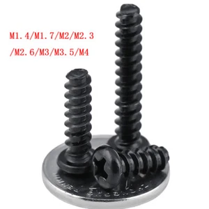 M1.4-M4 Phillips Pan Head Flat Tail Self-Tapping Screws Bolts Black Zinc-Plated - Picture 1 of 5