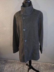 Herren PrAna dunkelgrau Knopf & Reißverschluss Wollmischung Winter Pfau Etikett Größe Medium - Bild 1 von 12