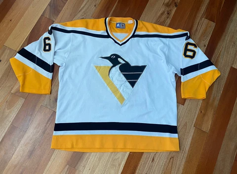 VINTAGE STARTER PITTSBURGH PENGUINS MARIO LEMIEUX #66 MENS SZ XXL SEWN JERSEY Cover