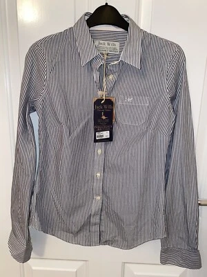 BNWT Women’s Jack Wills Shirt / Blouse UK Size 8 / Stripe White Navy  Rrp £59 -/ - Image 1 of 3