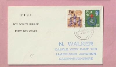 Fiji Boy Scout Jubilee Jamboree Cubierta, Primer Día Cubierta, Suva 1964 Foto 1 de 2