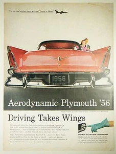 Anuncio impreso de revista grande de colección Plymouth 1956 página completa - alas aerodinámicas automáticas - Imagen 1 de 1