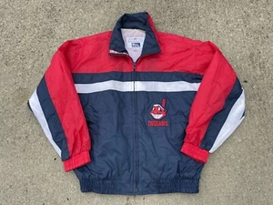 vintage 90s Cleveland Indians Pro Player windbreaker jacket sz L wahoo guardians - Picture 1 of 7
