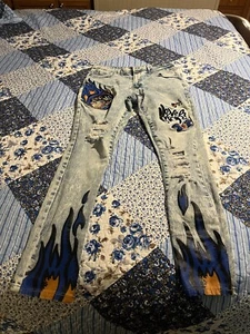 8ighth Dstrkt Jeans Mens 32x32 Embroidered Distressed Jeans - Picture 1 of 7