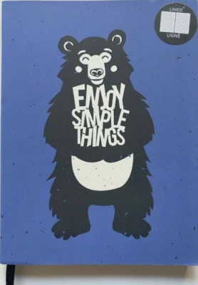 Lined Journal Enjoy Simple Things Black Bear On Blue Cover - 96 Pages - Image 1 of 4