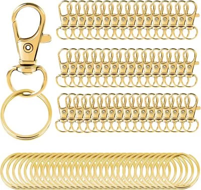 100 PIEZAS Cierres Giratorios Dorado Cordón Ganchos a Presión con Llaveros, Clip para Llavero H... Foto 1 de 3