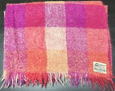 Vintage Glentana Scotland Plaid Mohair Blend Pink Red Purple Throw Blanket 64X44