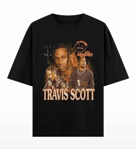 Camicia uomo vintage TRAVIS SCOTT Music Tour cotone nero taglia intera KN050 - Foto 1 di 7