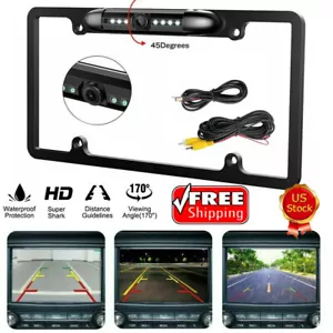 US License Plate Metal Frame Rear View Backup Camera CMOS HD 8 LED Night Vision - Picture 1 of 9