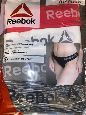 Reebok ~ Womens Thong Underwear Panties Nylon Blend 4-Pair ~ L - Image 1 of 3