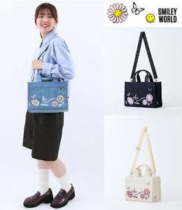 Bolso de hombro cruzado bidireccional bordado de mezclilla edición limitada anello x【Smiley】 - Imagen 1 de 15