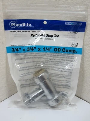 Jones Stephens C77445LF 3/4" x 3/4" x 1/4" Compression PlumBite Push on Stop Tee - Image 1 of 4