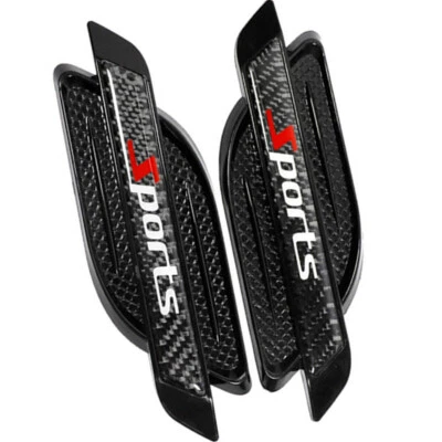 Decals Car Hood Air Flow Intake Side Fender Vent Trim Sports Carbon Fiber Black - Image 1 of 4